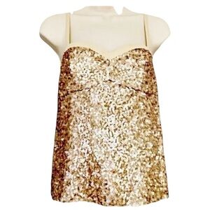 ⭐ American Eagle Champagne - Gold Sequin Cami Top – S/P
